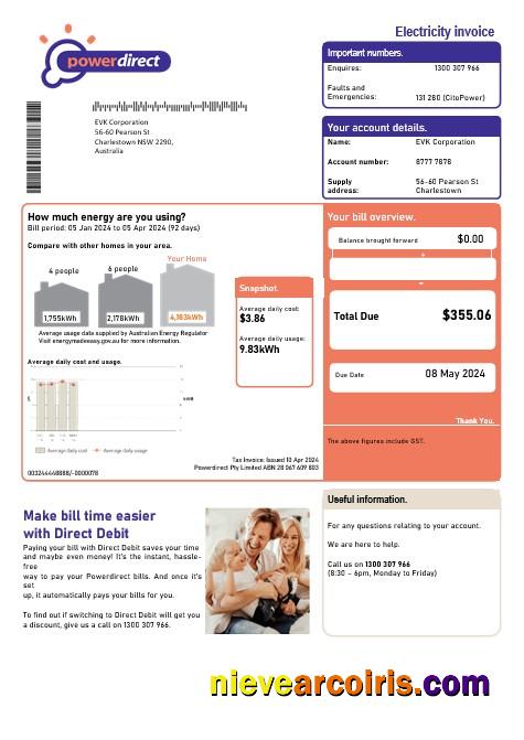 Australia Powerdirect electricity business utility bill